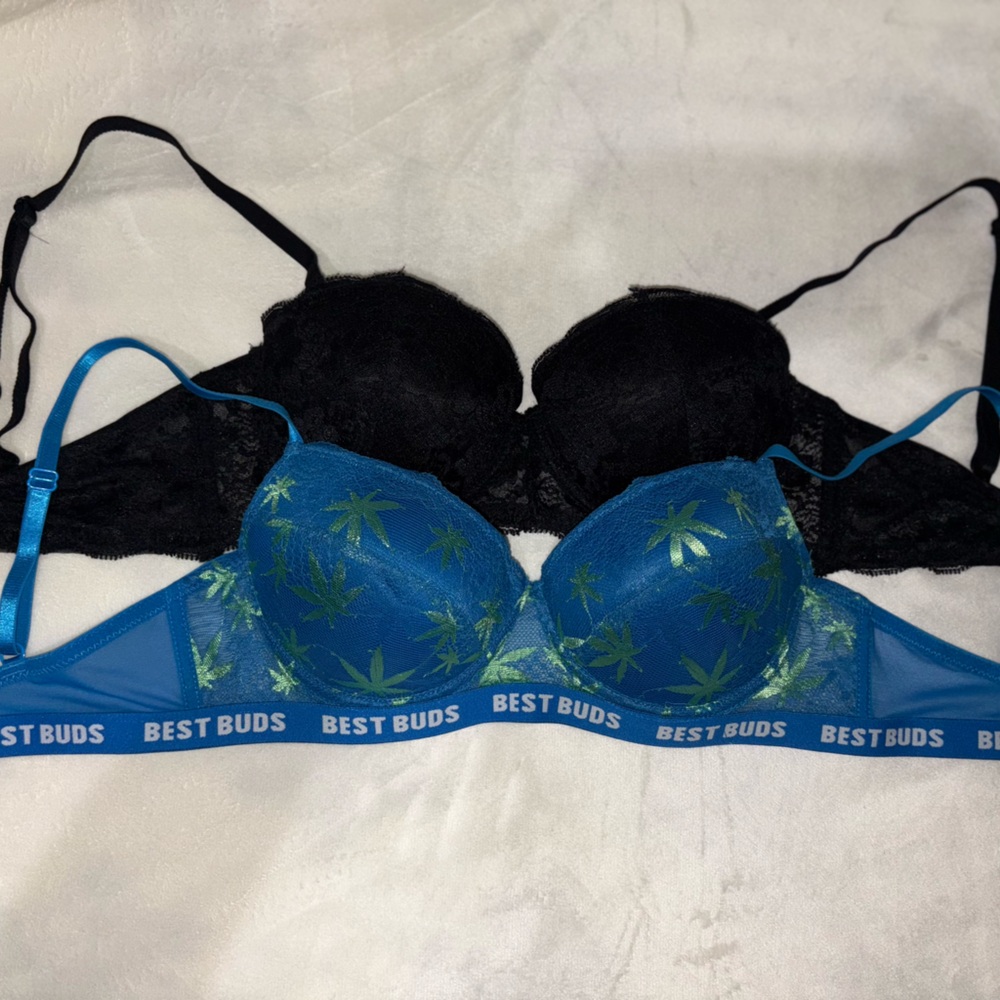 RUE21 Blue and Black Lace Bras Set